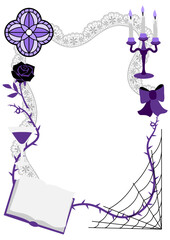 Frame in gothic style. Illustration for holiday and party. Halloween or masquerade.