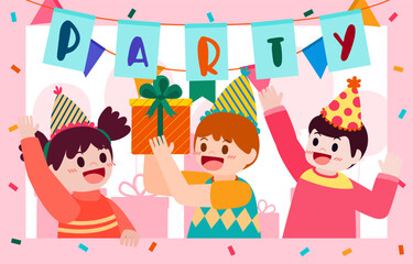 Greeting card design with lovely party vector