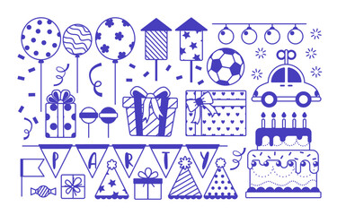 collection of party with lovely element vector