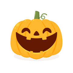 Pumpkin head. Cute and scary halloween pumpkin monster set. Holidays cartoon character in flat style collection.