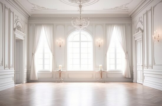 no color white interior room backdrop, generative ai