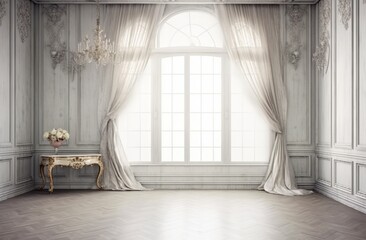 no color white interior room backdrop, generative ai