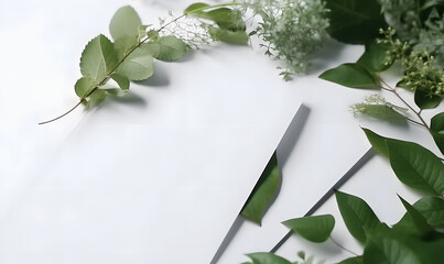 blank white paper with leaf frame