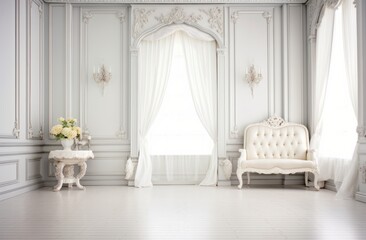 no color white interior room backdrop, generative ai