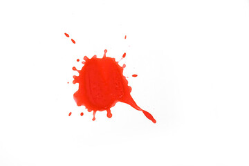 Blood splatters. Red blots of watercolor Realistic bloody splatters for Halloween Drop of blood...
