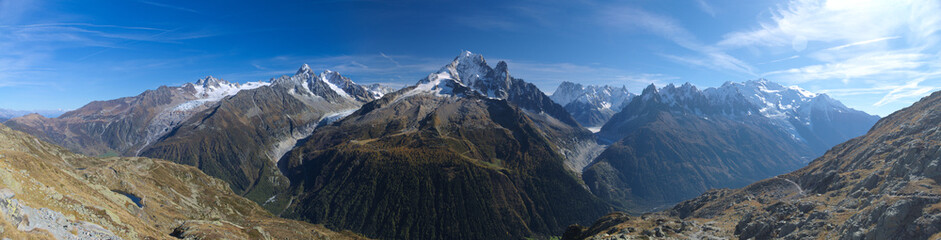 panorama of mountains, Mont Blanc massive