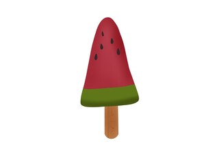 Popsicle stick, watermelon flavor, sweet flavor, fruit flavor, delicious, refreshing for logo making on white background.