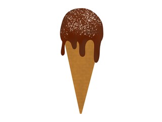 Chocolate ice cream, delicious, sweet, cool, refreshing, eat for the summer.on a white background.