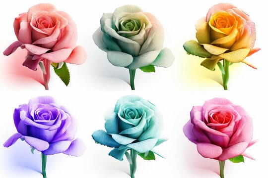 colorful rose set from generative ai