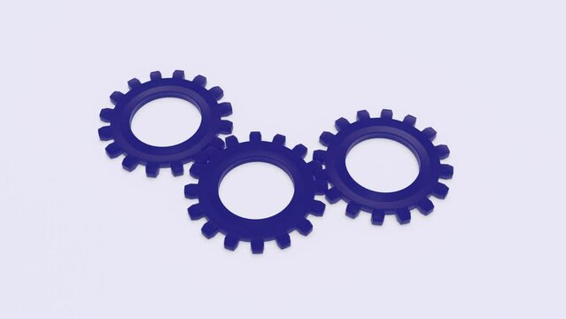 Zahnr&auml;der, blau, wei&szlig;, drei, Drehung, Teamarbeit, Mechanismus, Fortschritt, Entwicklung, 3D, Arbeit, Motorik