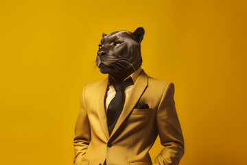 Business Wildcat: Confident and Strong Panther in a Suit, Generative AI