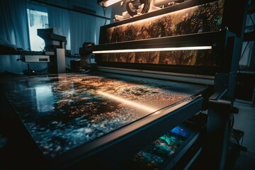 Advanced printing process in modern print shop. Generative AI
