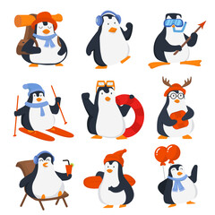 Set of penquin with activity on relax time vector