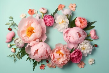 Obraz na płótnie Canvas spring vintage egg peony floral flower holiday pink easter blossom background. Generative AI.