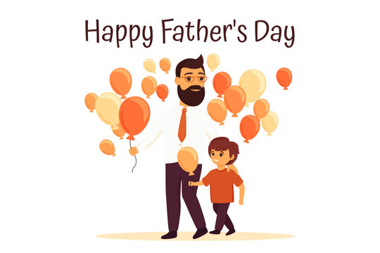 Father's Day illustration, holiday card, family, family holiday, vector