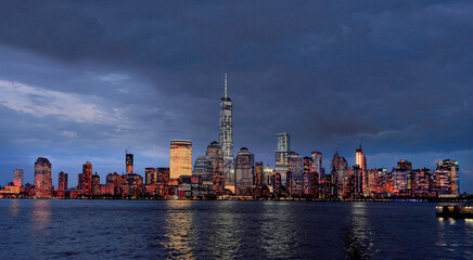 Newyork skyline at sunset, Water Front, New Jersy, USA