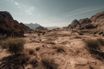 Scenic desert landscape on the red planet. Generative AI