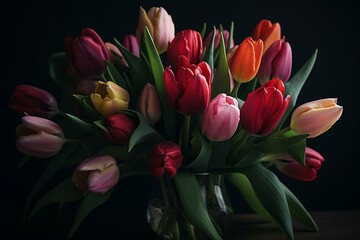 Tulips bouquet isolated. Generative AI