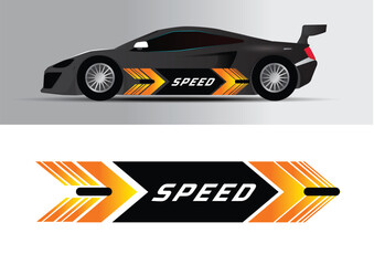 Sport car decal stripes. Car tuning stickers, speed racing stripes. Red markings for transport. Isolated on black background P2