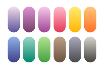 Gradient color palette set. Collection of trendy colors samples. Vector elements.