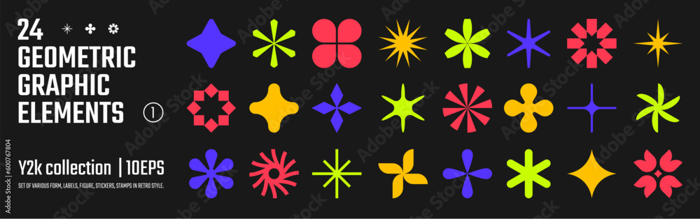 Poster vector abstract geometric graphic elements for design, collection of various form, labels, shapes, s