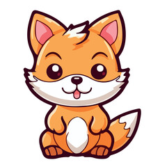 Fototapeta na wymiar fox cute illustration funny animal character cartoon sticker mascot, vector illusatration eps 10