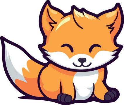 fox cute illustration funny animal character cartoon sticker mascot, vector illusatration eps 10