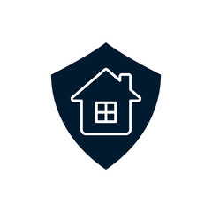 House with shield. Home protection. Property insurance flat icon isolated on white background. Vector Illustration