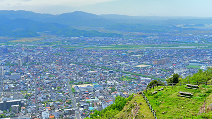 鳥取城山上ノ丸本丸からの眺め　鳥取県鳥取市