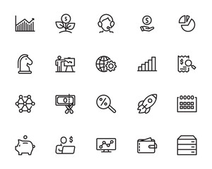 Creative business solutions related icon set. Innovation team management.