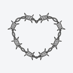 Vector illustration of barbed wire heart