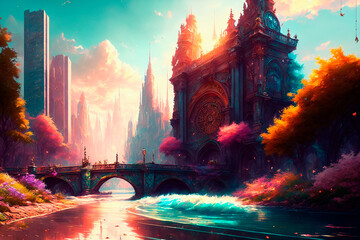 Generative concept art illustration. Generative ai.