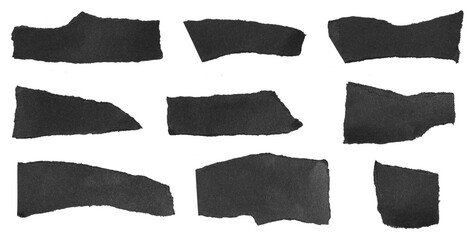 black piece of paper on a transparent isolated background. PNG