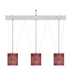 chandelier on the ceiling isolated on white background, hanging lamp, pendant light, 3D illustration, cg render