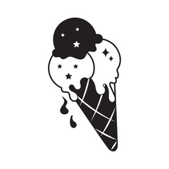 Ice cone doodle vector outline icon. EPS 10 file