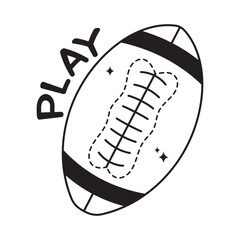 Rugby doodle vector outline icon. EPS 10 file