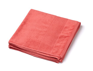 Folded red terry cloth bath towel