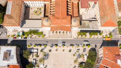 Aerial view of the Church of the Santissimo Salvatore in Terracina, in the province of Latina,...
