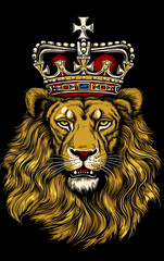 Lion King with golden crown. Digital artwork. Ai Generative image
