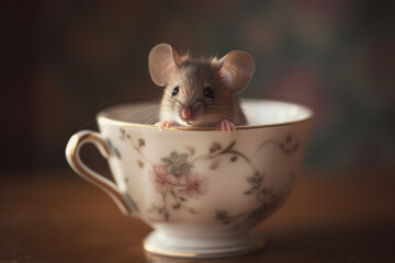 cute mouse in a cup