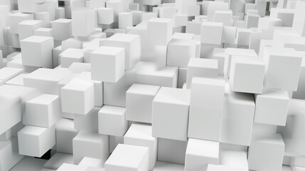 Random shifted white box cube block background , Generative AI