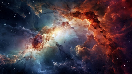 Fototapeta na wymiar Nebula and galaxies in space. Abstract cosmos background , Generative AI