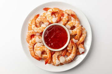 Cocktail shrimp on a white background