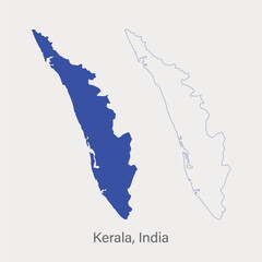 Kerala map on isolated background vector, illustration.