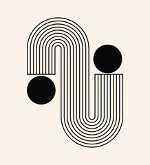 Abstract contemporary aesthetic seamless pattern with geometric balance shapes. Mid century modern minimalist print. Vector illustration
