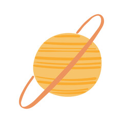 Planet Saturn hand drawn cartoon illustration. Flat style design, isolated vector. Kids print element, astronomy, astrology, celestial body, Solar system, space travel, cosmos, science fiction © Maria Skrigan