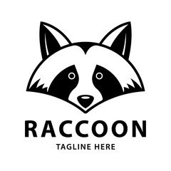Black white raccoon head design logo.