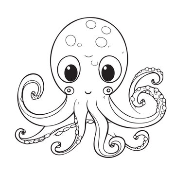 Octopus for coloring book or coloring page for kids vector clipart