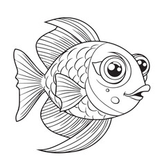 Golden Fish for coloring book or coloring page for kids vector clipart