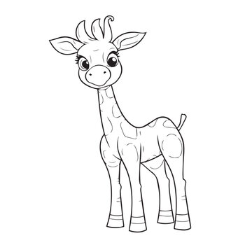 Giraffe for coloring book or coloring page for kids vector clipart
